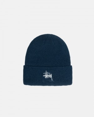 Stüssy Basic Cuff Mütze Herren Navy | SXHYM-6140