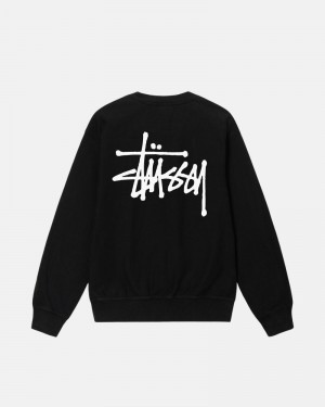 Stüssy Basic Pigment Dyed Crew Hoodie Herren Schwarz | BUETH-2460