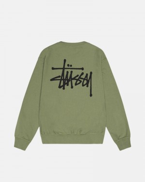 Stüssy Basic Pigment Dyed Crew Hoodie Herren Weiß | MXZRF-5642