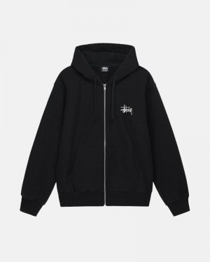 Stüssy Basic Zip Hoodie Herren Schwarz | CBTGK-2935