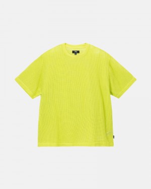 Stüssy Baumwoll Mesh Ss Crew Oberteile Herren Hellgrün | DHNTQ-5872