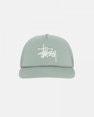 Stüssy Big Basic Trucker Kappen Herren Olivgrün | KDBZW-1508