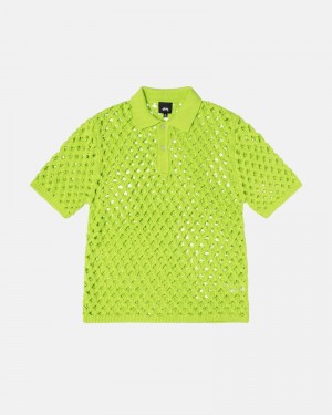 Stüssy Big Mesh Polo Pullover Herren Hellgrün | PQLUS-4789