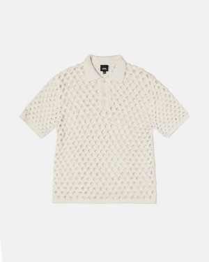 Stüssy Big Mesh Polo Pullover Herren Weiß | HRTBD-1689