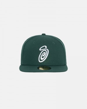 Stüssy Curly S 59Fifty New Era Kappen Herren Grün | YODHJ-4293