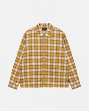 Stüssy Eddie Plaid Zip Oberteile Herren Senfgelb | XIHZA-5910