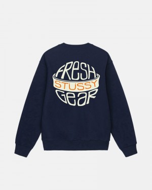 Stüssy Fresh Gear Crew Hoodie Herren Navy | NFIPV-2549