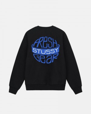 Stüssy Fresh Gear Crew Hoodie Herren Schwarz | CKQJM-8213