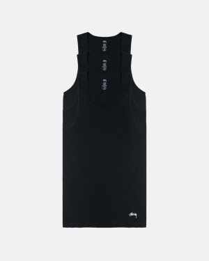 Stüssy Gerippt Tank - 3 Pack Oberteile Herren Schwarz | MZVFX-7351