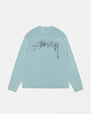 Stüssy Laufschuhe Football Crew Pullover Herren Blau | TIXVF-5014