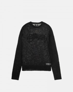 Stüssy Loose Knit Logo Pullover Herren Schwarz | NFLBP-5621