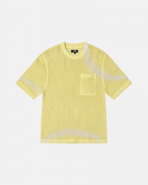 Stüssy O'Dyed Heavyweight Mesh Crew Oberteile Herren Gelb | YBAPU-1984