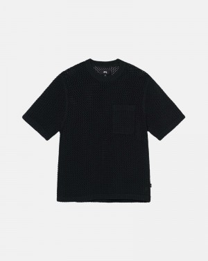 Stüssy O'Dyed Heavyweight Mesh Crew Oberteile Herren Schwarz | FMQRI-8327