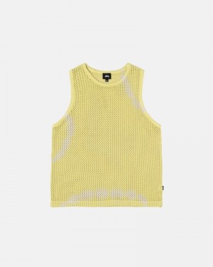 Stüssy O'Dyed Heavyweight Mesh Tank Oberteile Herren Gelb | XQFCL-3975