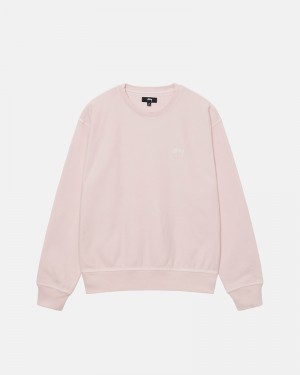 Stüssy Overdyed Stock Logo Crew Hoodie Herren Rosa | KFZYP-9248