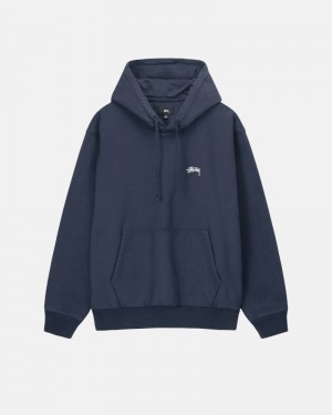 Stüssy Overdyed Stock Logo Hoodie Herren Navy | HKNXV-6487