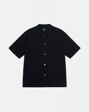 Stüssy Perforated Swirl Knit Shirt Oberteile Herren Schwarz | PXYWL-5984