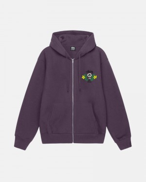 Stüssy Skull Crest Zip Hoodie Herren Lila | OHKZU-0541