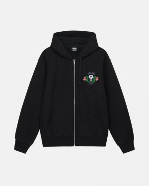 Stüssy Skull Crest Zip Hoodie Herren Schwarz | KQSLJ-9207