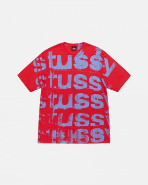 Stüssy Stamp T-shirts Herren Rot | TAOFB-5237