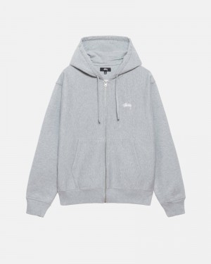 Stüssy Stock Logo Zip Hoodie Herren Navy | PIFNO-2135