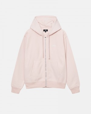 Stüssy Stock Logo Zip Hoodie Herren Rosa | JUENP-1765