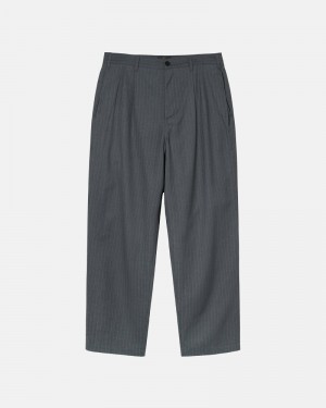 Stüssy Stripe Volume Falten Trouser Hose Herren Grau | FTPZC-7508