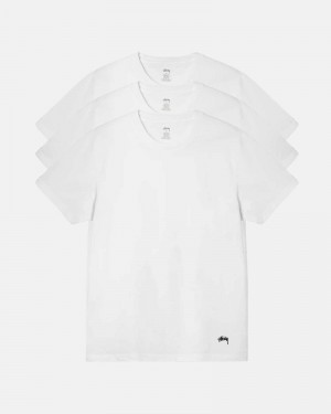 Stüssy Undershirt - 3 Pack Oberteile Herren Weiß | XHUIE-1739