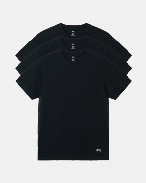 Stüssy Undershirt - 3 Pack Oberteile Herren Schwarz | SNOBL-4201