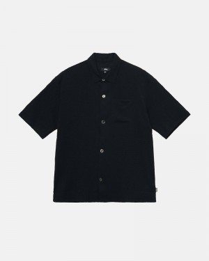 Stüssy Wrinkly Gingham Ss Oberteile Herren Schwarz | DCTNA-7326