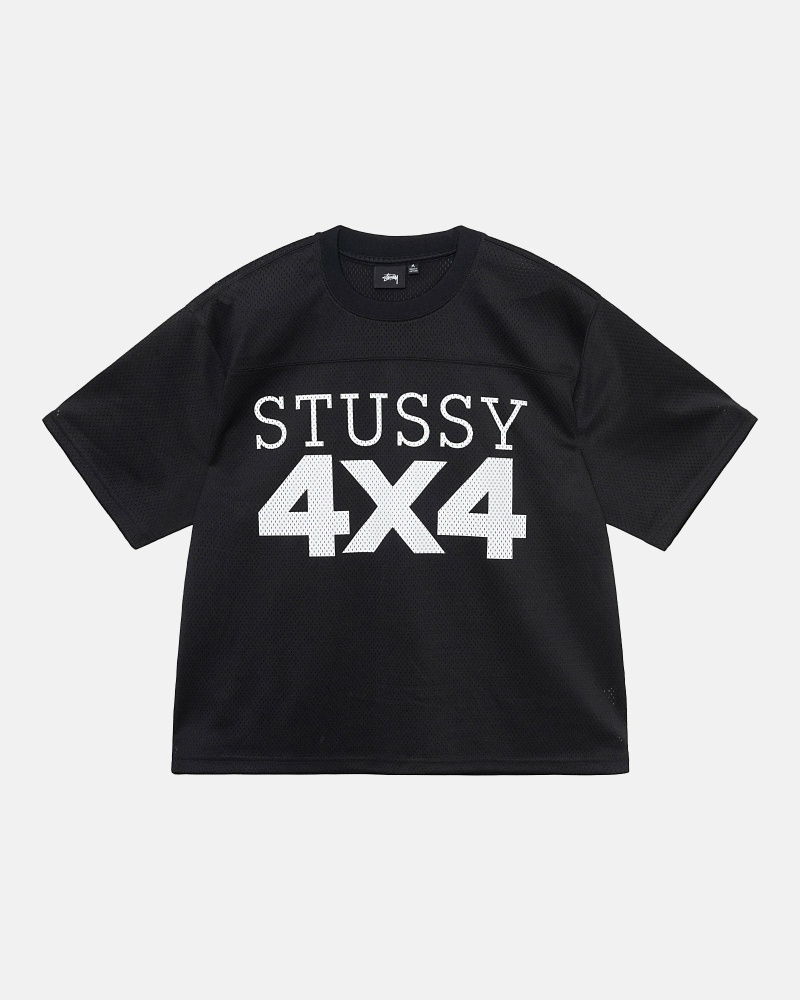 Stüssy 4X4 Mesh Football Jersey Oberteile Herren Schwarz | WIMBZ-4893