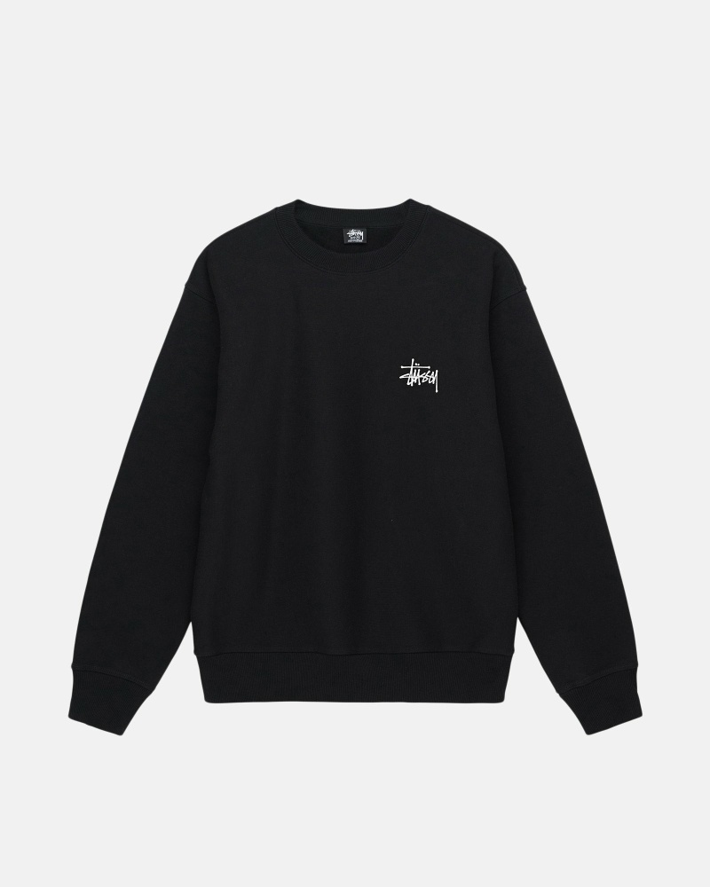 Stüssy Basic Crew Hoodie Herren Schwarz | KWVCR-0718