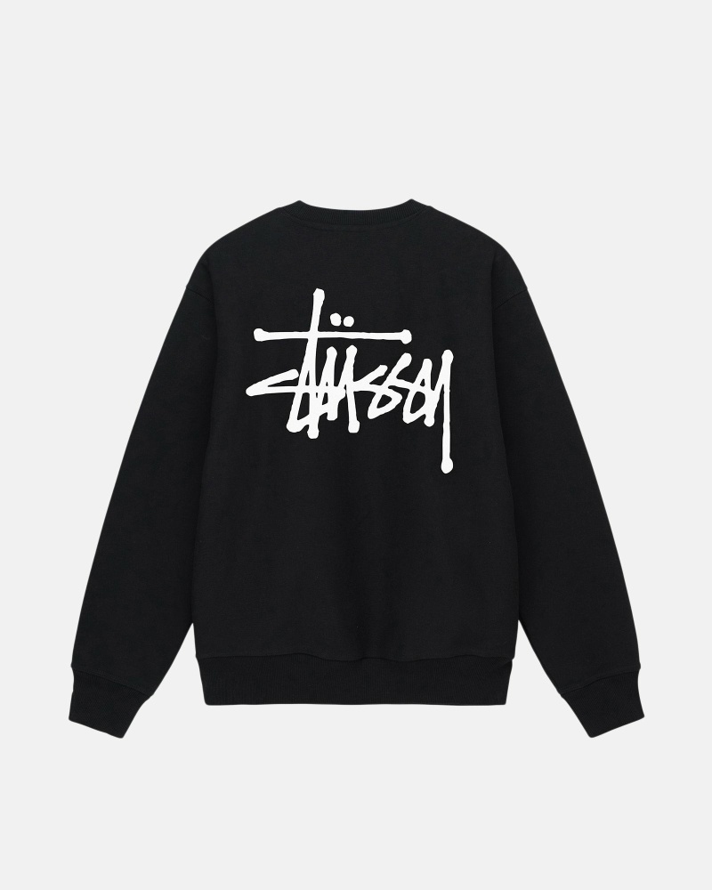 Stüssy Basic Crew Hoodie Herren Schwarz | KWVCR-0718