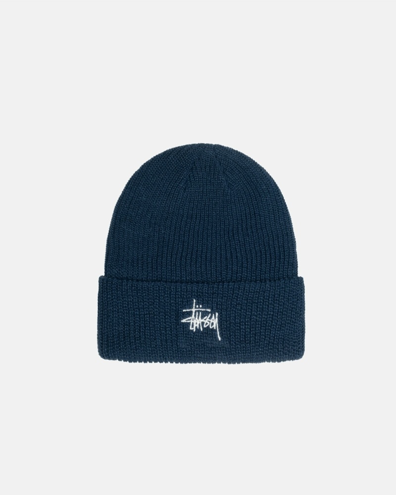 Stüssy Basic Cuff Mütze Herren Navy | SXHYM-6140