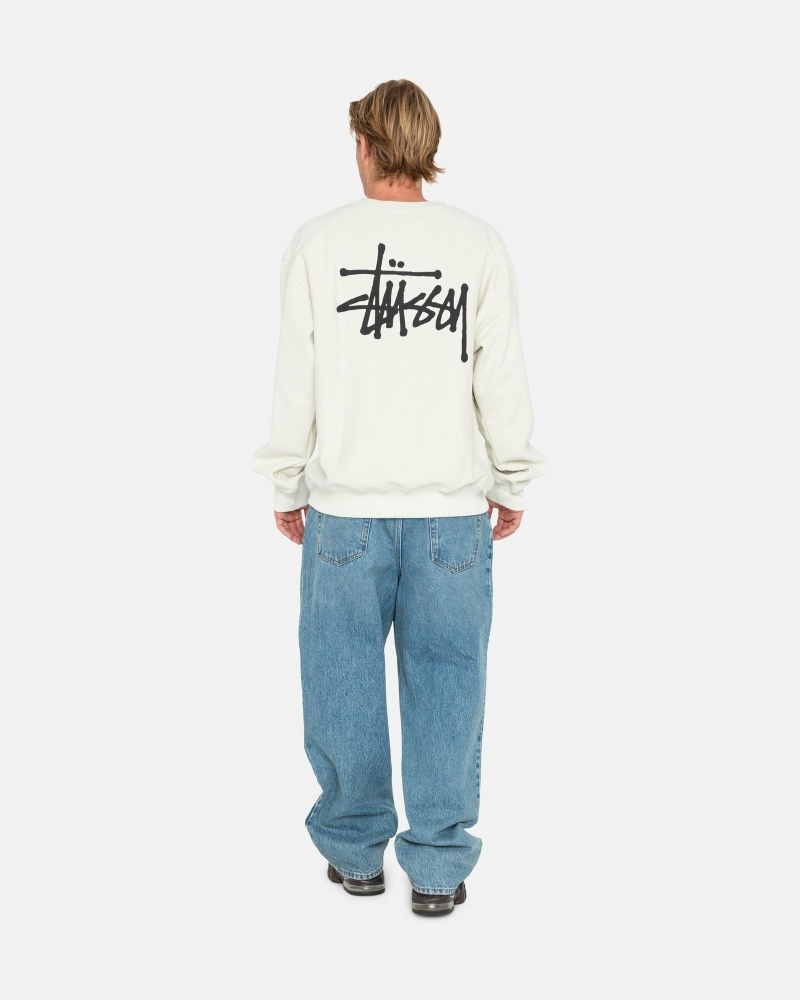 Stüssy Basic Pigment Dyed Crew Hoodie Herren Beige | FQCOT-8723