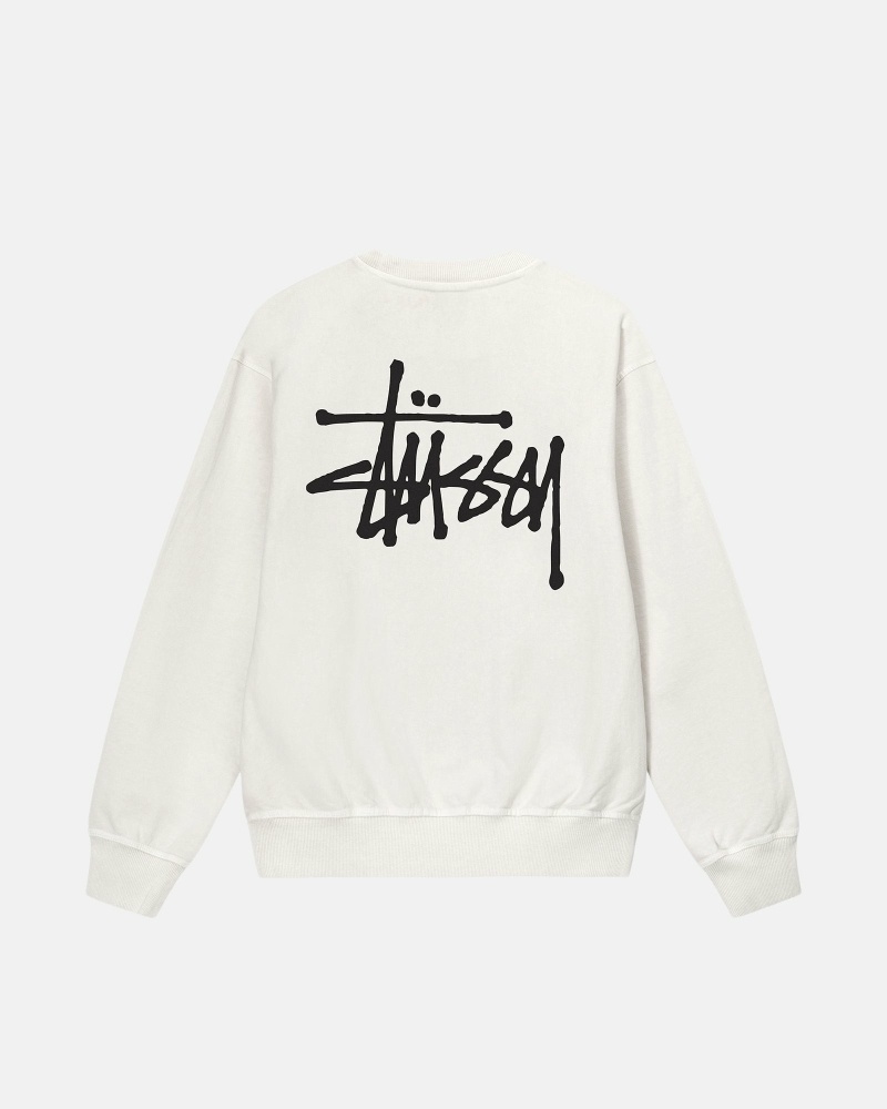 Stüssy Basic Pigment Dyed Crew Hoodie Herren Beige | FQCOT-8723