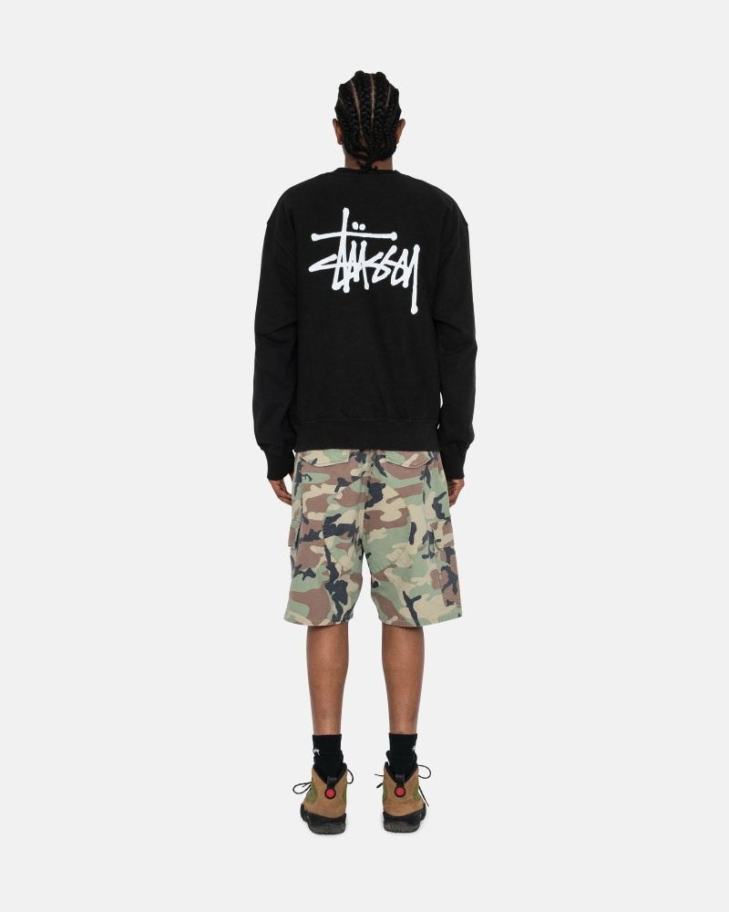 Stüssy Basic Pigment Dyed Crew Hoodie Herren Schwarz | BUETH-2460