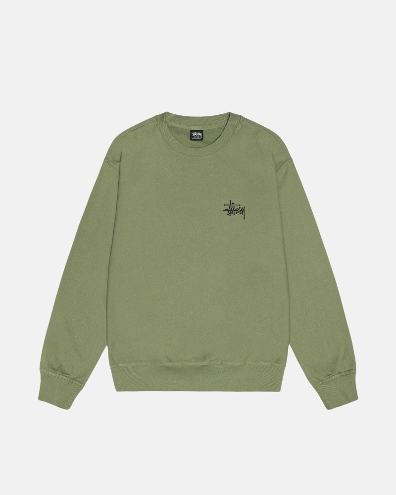 Stüssy Basic Pigment Dyed Crew Hoodie Herren Weiß | MXZRF-5642