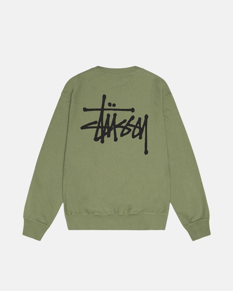 Stüssy Basic Pigment Dyed Crew Hoodie Herren Weiß | MXZRF-5642