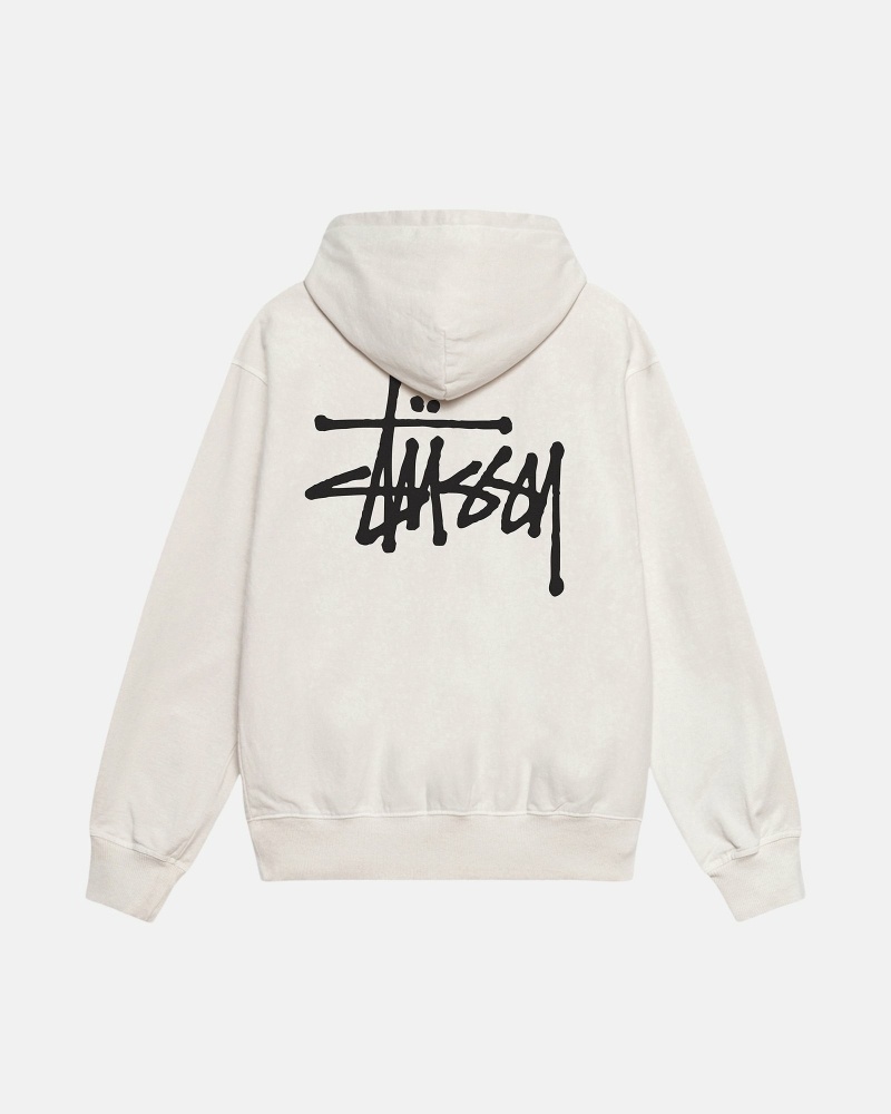 Stüssy Basic Pigment Dyed Hoodie Herren Beige | KHZFX-5387