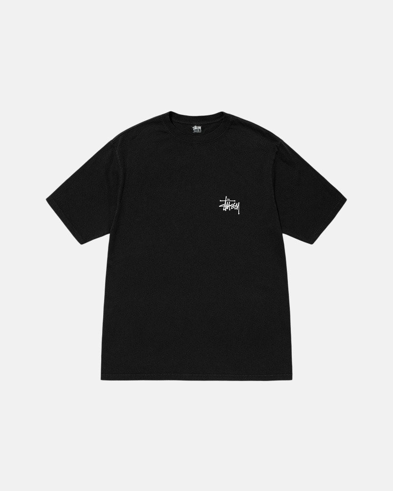 Stüssy Basic Pigment Dyed T-shirts Herren Schwarz | AIXQN-7083