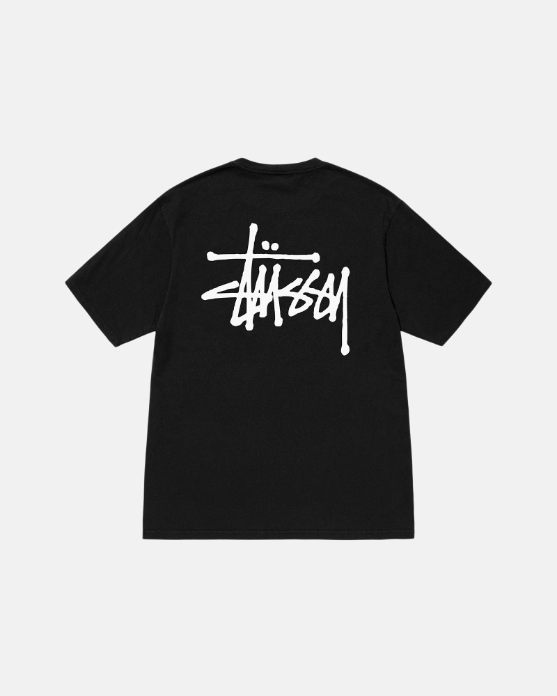 Stüssy Basic Pigment Dyed T-shirts Herren Schwarz | AIXQN-7083