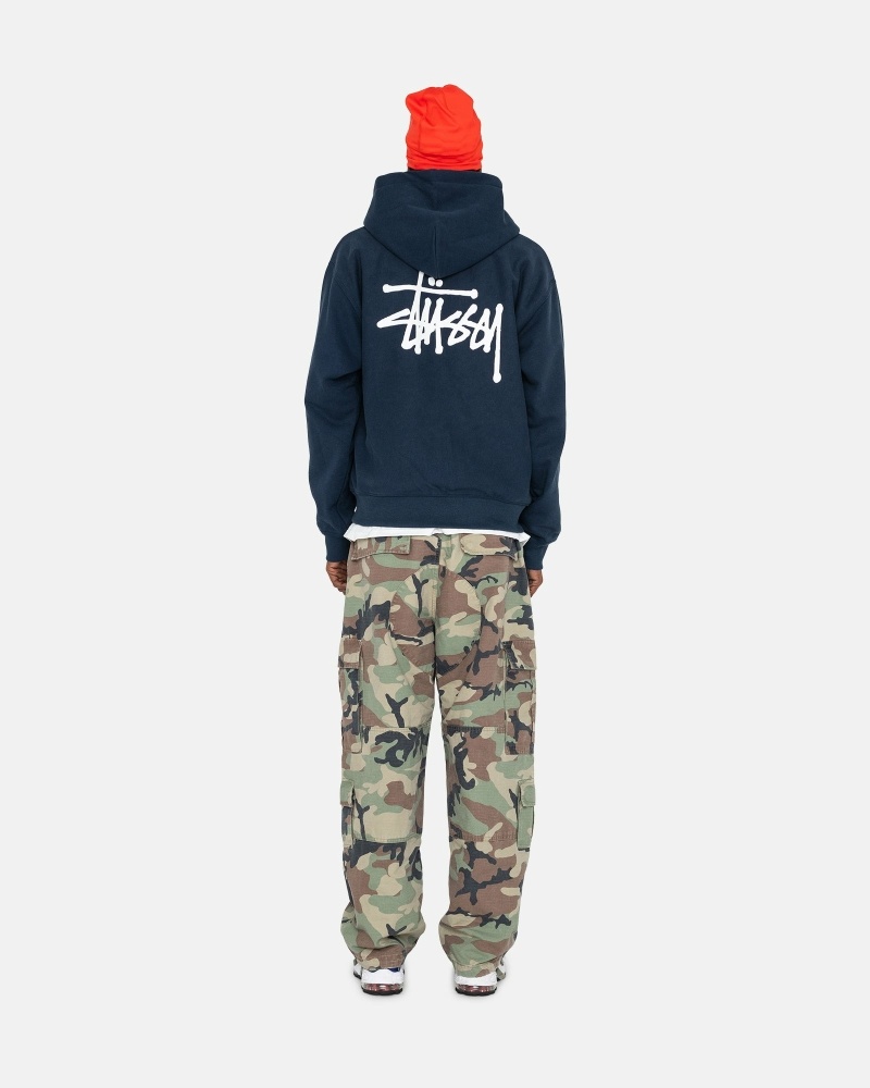 Stüssy Basic Zip Hoodie Herren Navy | DLJTP-4063