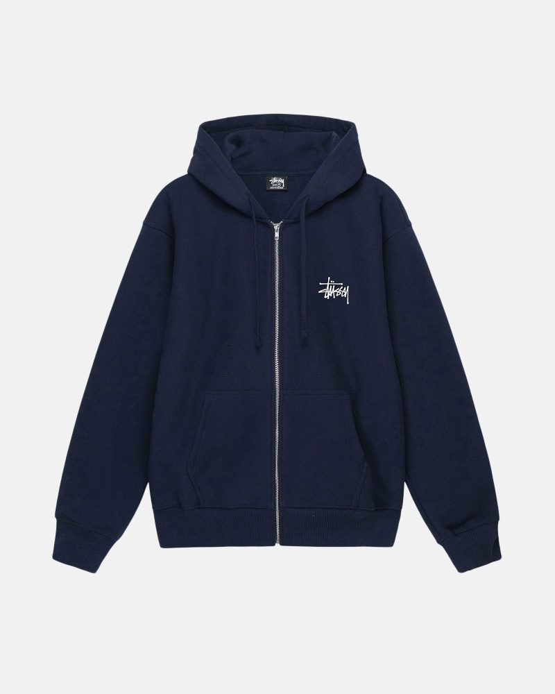 Stüssy Basic Zip Hoodie Herren Navy | DLJTP-4063