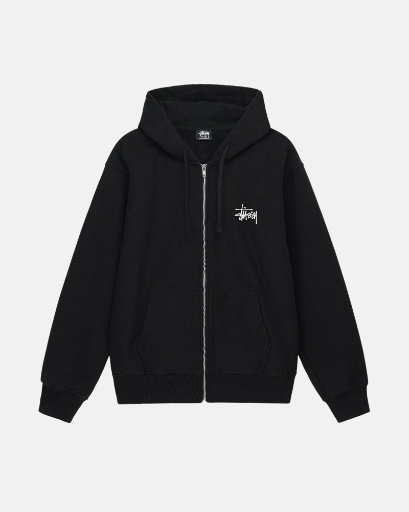 Stüssy Basic Zip Hoodie Herren Schwarz | CBTGK-2935