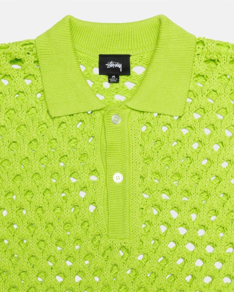 Stüssy Big Mesh Polo Pullover Herren Hellgrün | PQLUS-4789