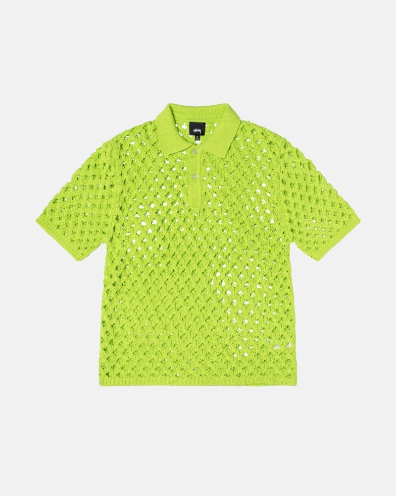 Stüssy Big Mesh Polo Pullover Herren Hellgrün | PQLUS-4789