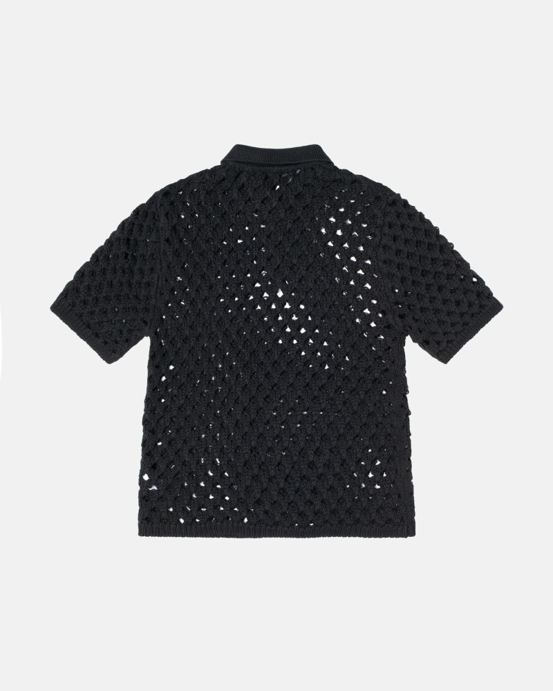 Stüssy Big Mesh Polo Pullover Herren Schwarz | OUEJD-9850