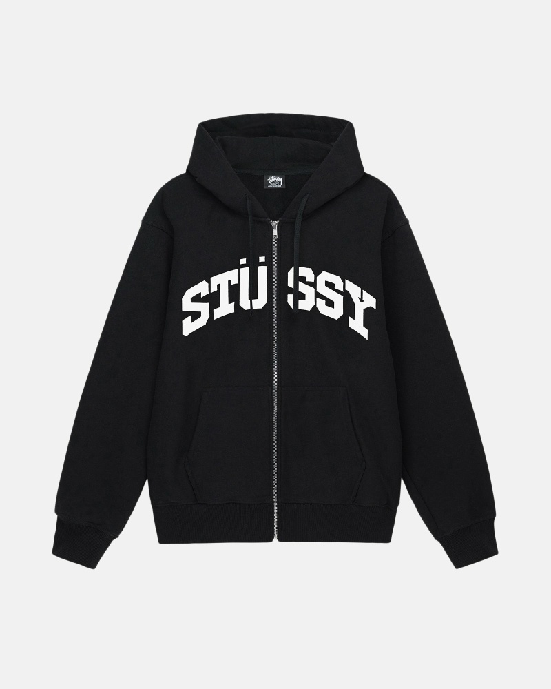 Stüssy Block Sport Zip Hoodie Herren Schwarz | ZCIFH-4678