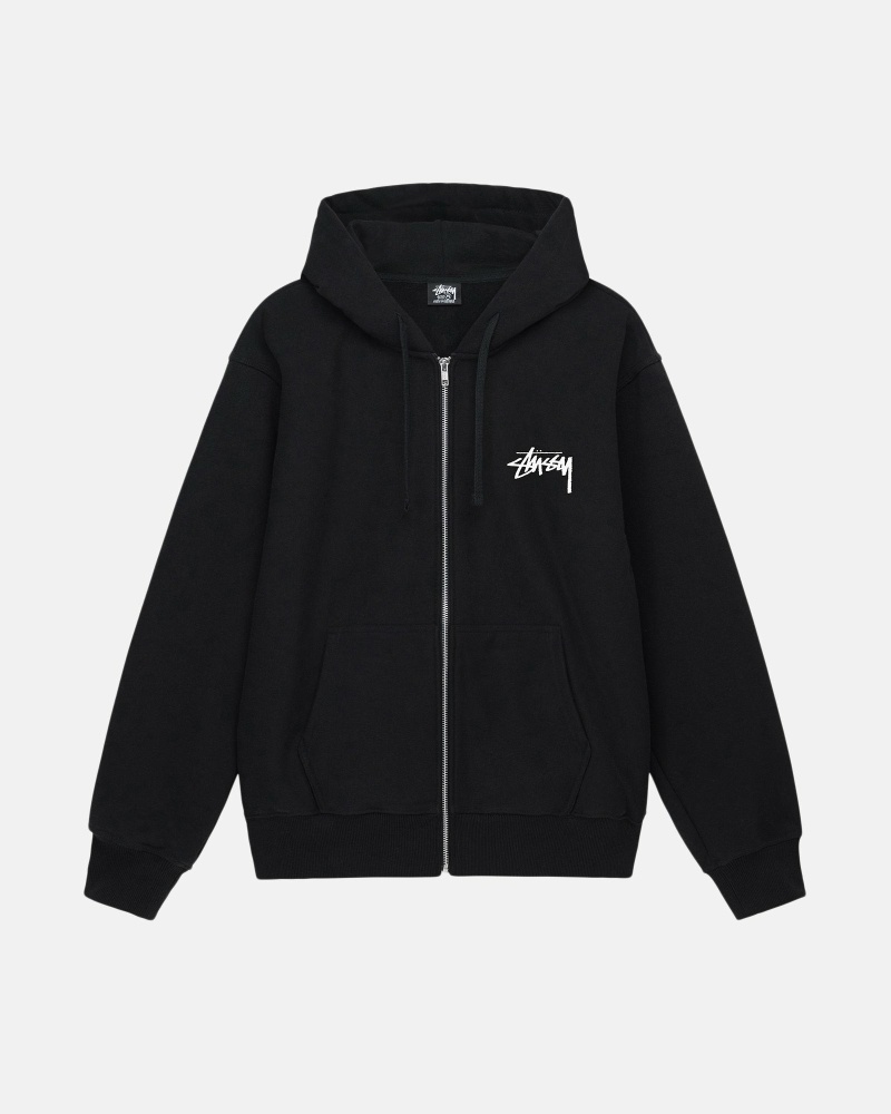 Stüssy Burning Stock Zip Hoodie Herren Navy | MDYPW-5439